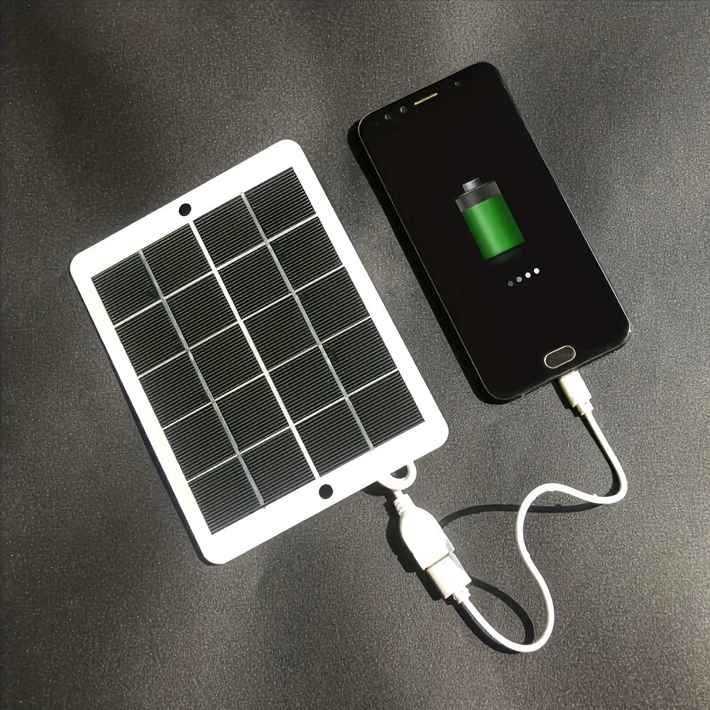 Carregador Solar USB Portátil (5V) - Energia de Sobrevivência para Uso Diário em Qualquer Lugar