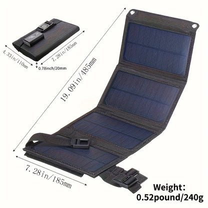 Carregador Solar USB Portátil (5V) - Energia de Sobrevivência para Uso Diário em Qualquer Lugar