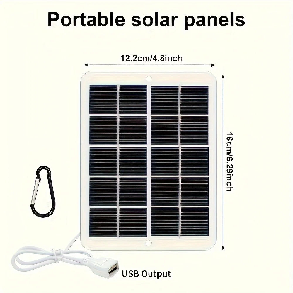 Carregador Solar USB Portátil (5V) - Energia de Sobrevivência para Uso Diário em Qualquer Lugar