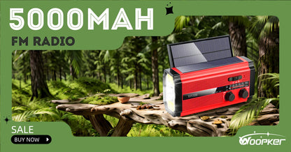 Rádio de Emergência Solar - Á manivela - Gerador - AM/FM - Led - Alarme - Power Bank