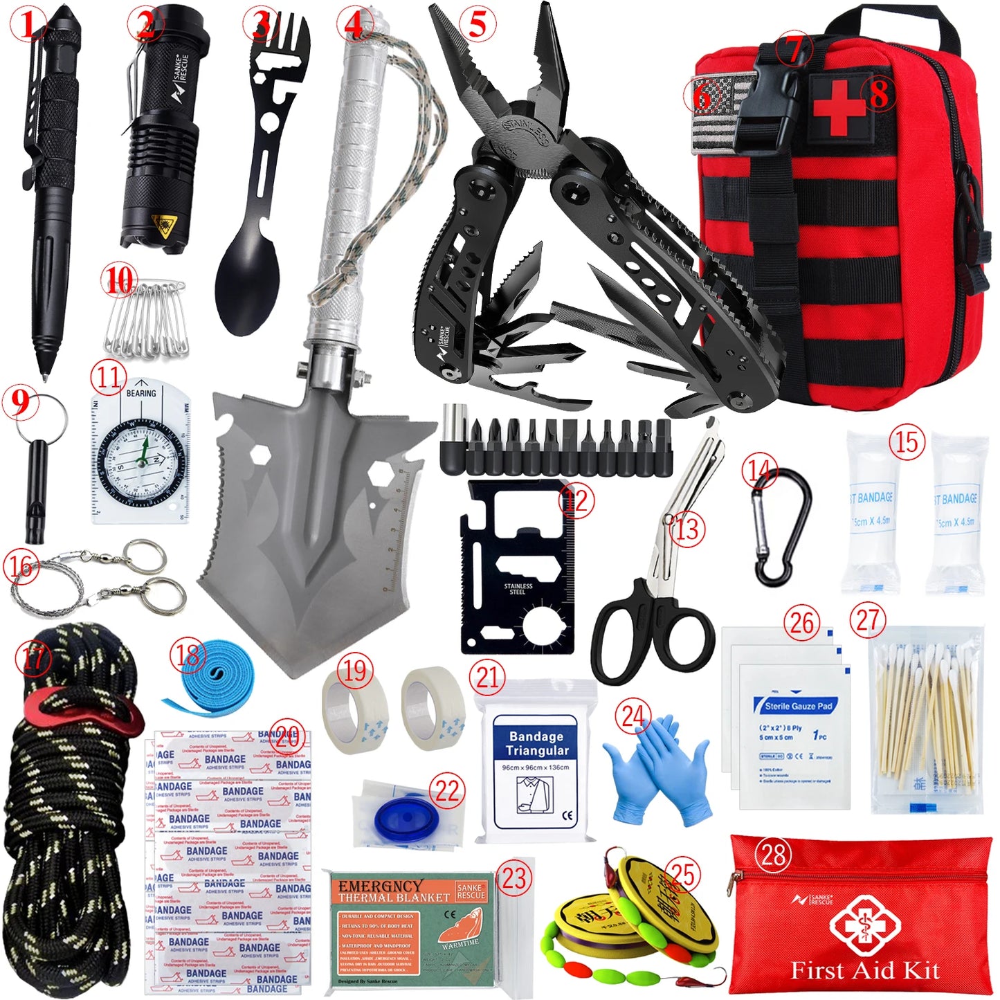 Kit Completo de Equipamentos de sobrevivência com Sistema Modular Leve de Transporte.