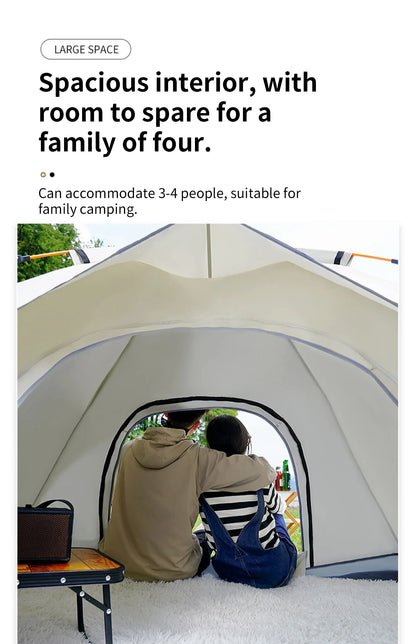 Barraca de Camping Automática (3-4 Pessoas): Abrigo Instantâneo, Impermeável e à Prova de Sol para Emergências