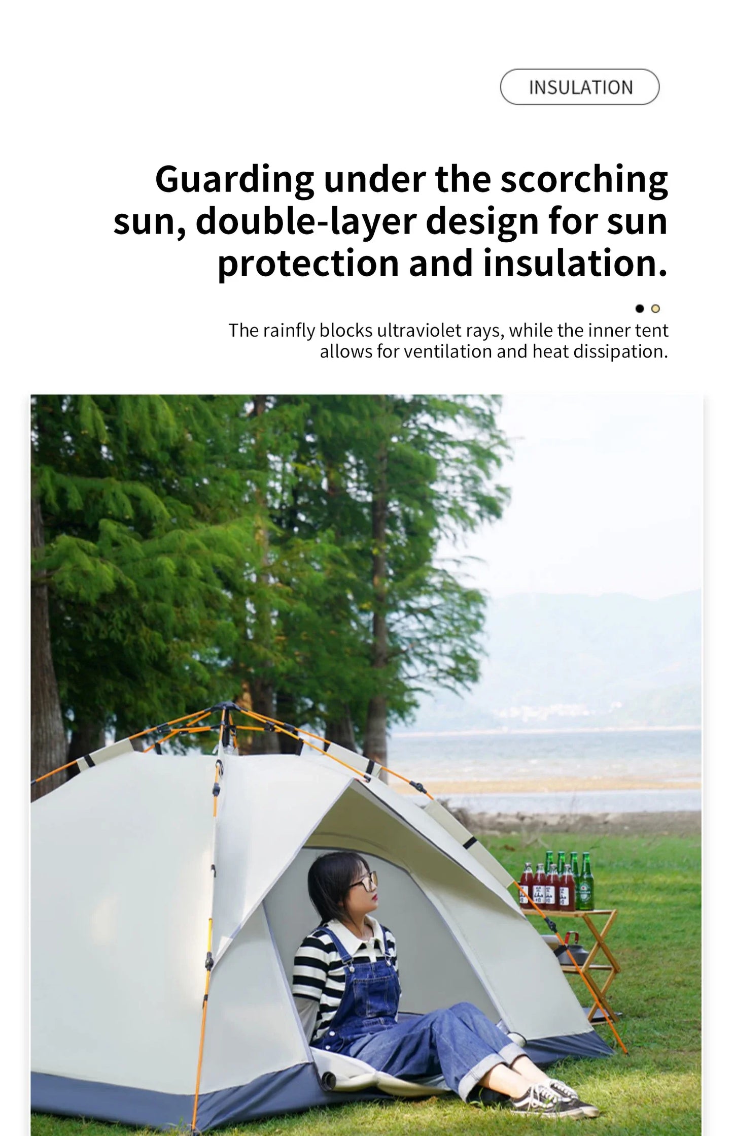 Barraca de Camping Automática (3-4 Pessoas): Abrigo Instantâneo, Impermeável e à Prova de Sol para Emergências