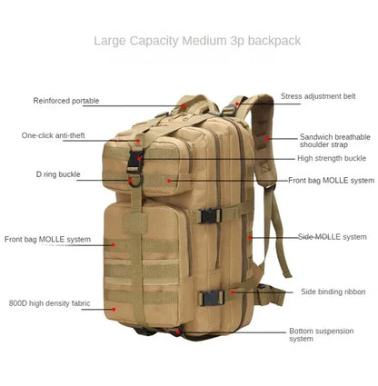 Mochila Tática de Sobrevivência (35L): Trekking e Kit de Emergência de Alto Desempenho