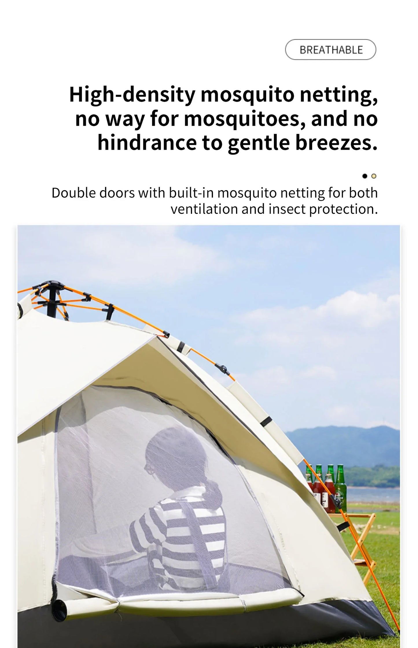 Barraca de Camping Automática (3-4 Pessoas): Abrigo Instantâneo, Impermeável e à Prova de Sol para Emergências