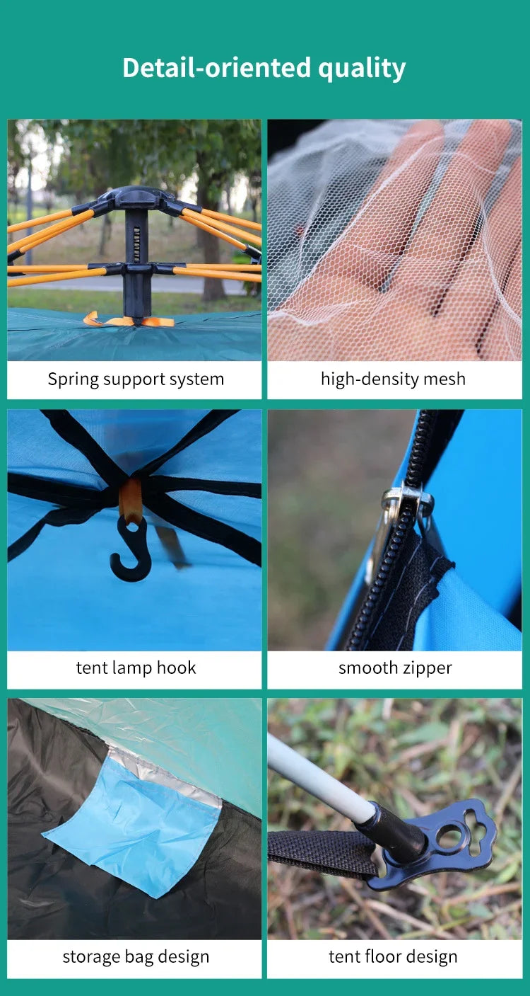Barraca de Camping Automática (3-4 Pessoas): Abrigo Instantâneo, Impermeável e à Prova de Sol para Emergências