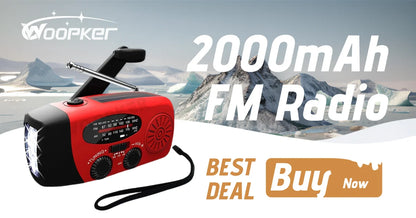 Rádio de Emergência Solar - Á manivela - Gerador - AM/FM - Led - Alarme - Power Bank