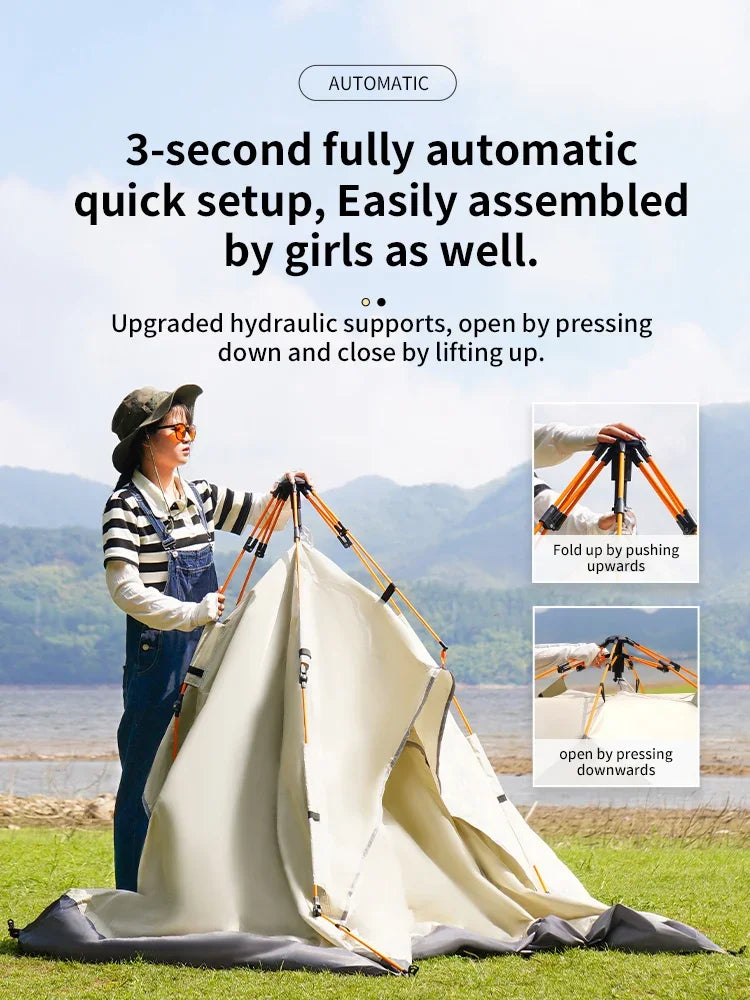 Barraca de Camping Automática (3-4 Pessoas): Abrigo Instantâneo, Impermeável e à Prova de Sol para Emergências